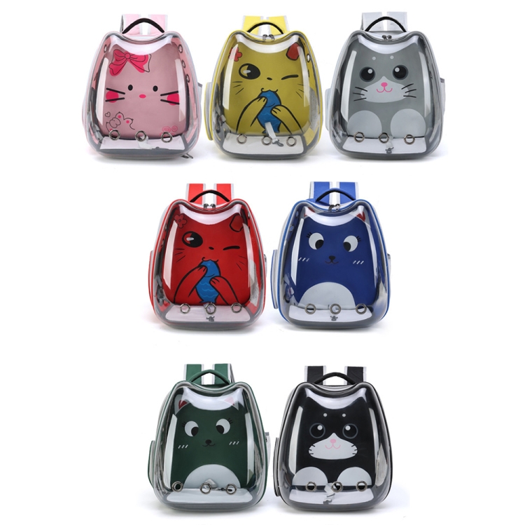 Patrón de dibujos animados Gato Bolsa transparente para mascotas Cápsula espacial Mochila portátil para mascotas, Color: Gris - B1