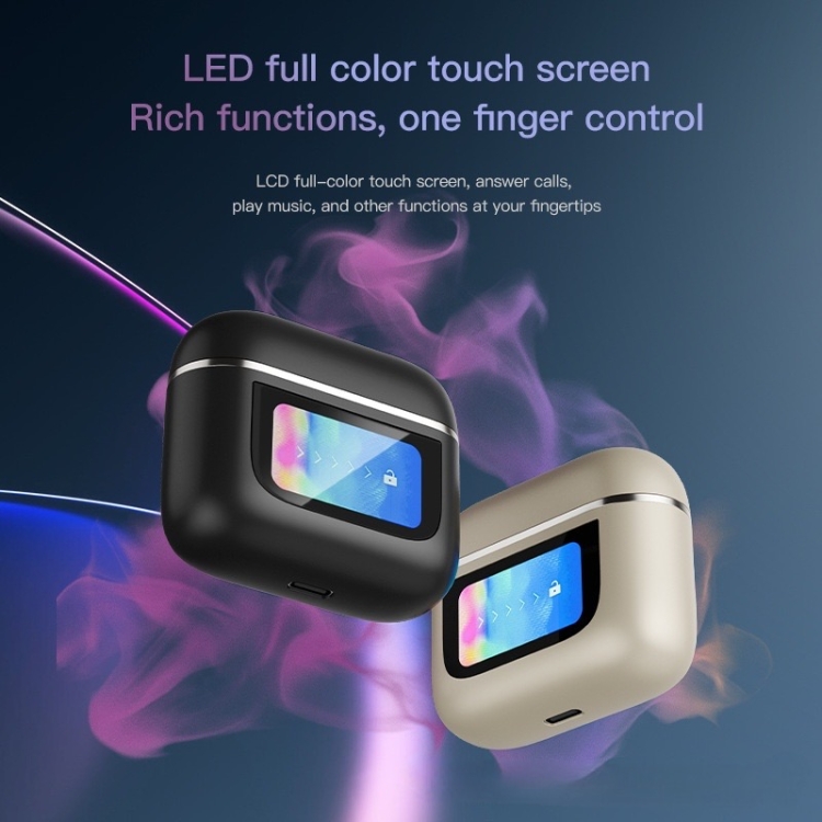 Color Screen Touch ANC Active Noise Reduction LCD Wireless Bluetooth Earphones(Black) Color Screen Touch ANC Active Noise Reduction LCD Wireless Bluetooth Earphones(Black)