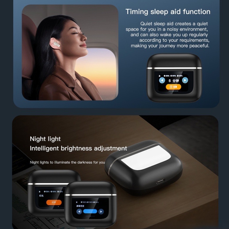 Color Screen Touch ANC Active Noise Reduction LCD Wireless Bluetooth Earphones(Black) Color Screen Touch ANC Active Noise Reduction LCD Wireless Bluetooth Earphones(Black)