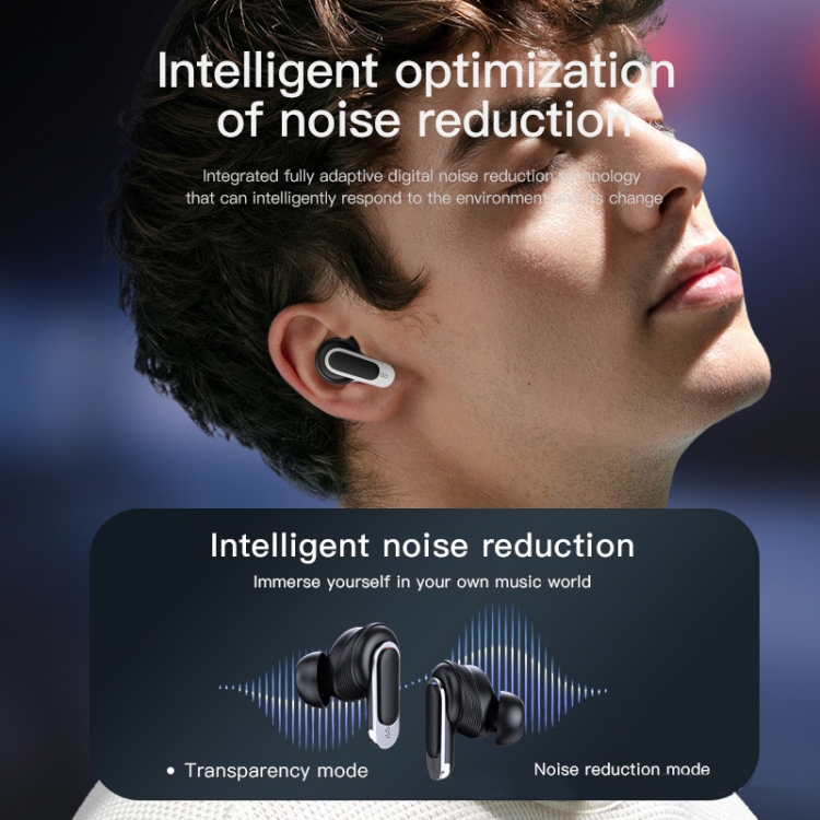 Color Screen Touch ANC Active Noise Reduction LCD Wireless Bluetooth Earphones(Black) Color Screen Touch ANC Active Noise Reduction LCD Wireless Bluetooth Earphones(Black)