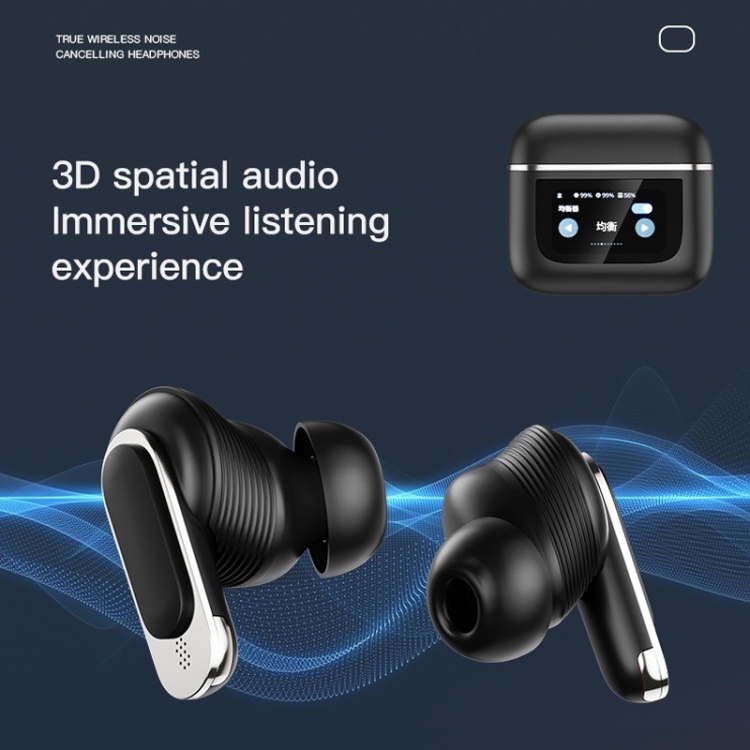 Color Screen Touch ANC Active Noise Reduction LCD Wireless Bluetooth Earphones(Black) Color Screen Touch ANC Active Noise Reduction LCD Wireless Bluetooth Earphones(Black)