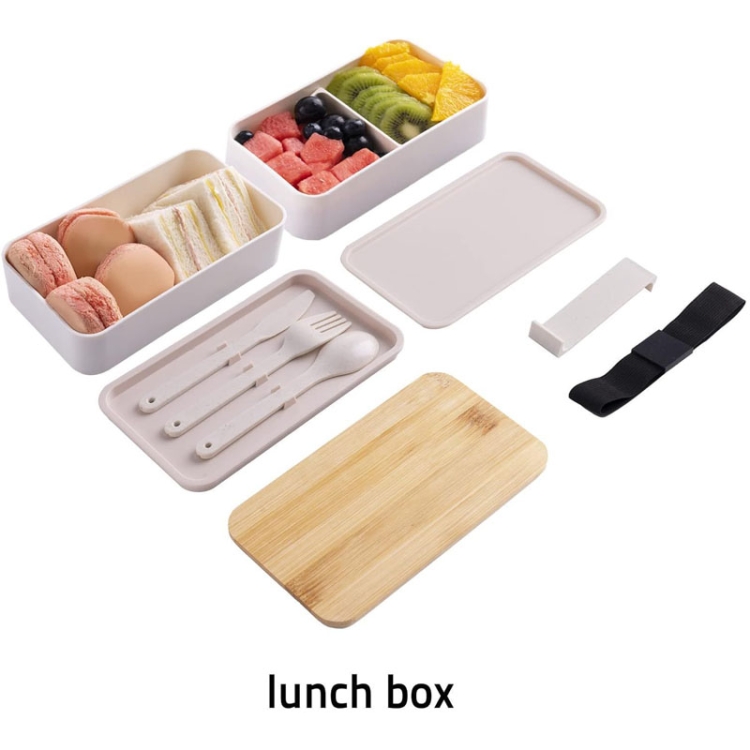 1200ml Portable Compartment Insulated Double Layer Lunch Box Microwavable Plastic Food Container, Color: With Insulation Bag Black - B2