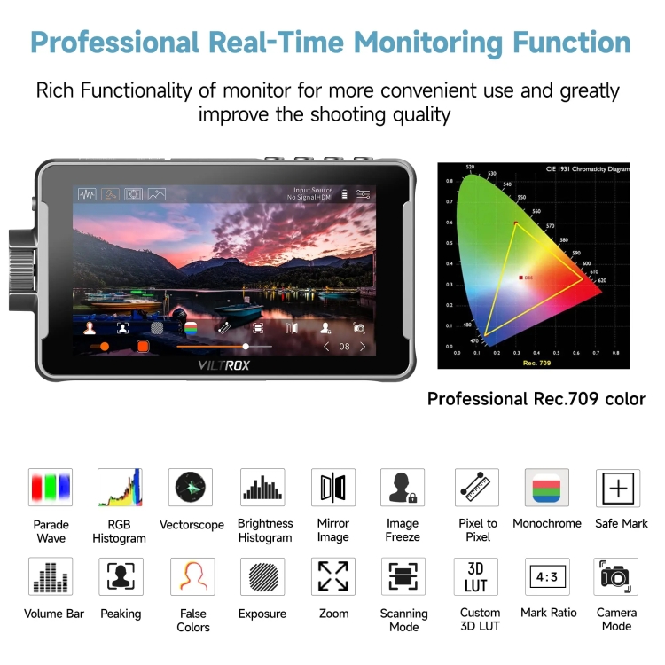 VILTROX DC550 Pro 5.5 インチ カメラ スタジオ モニター 4K HDMI 3D