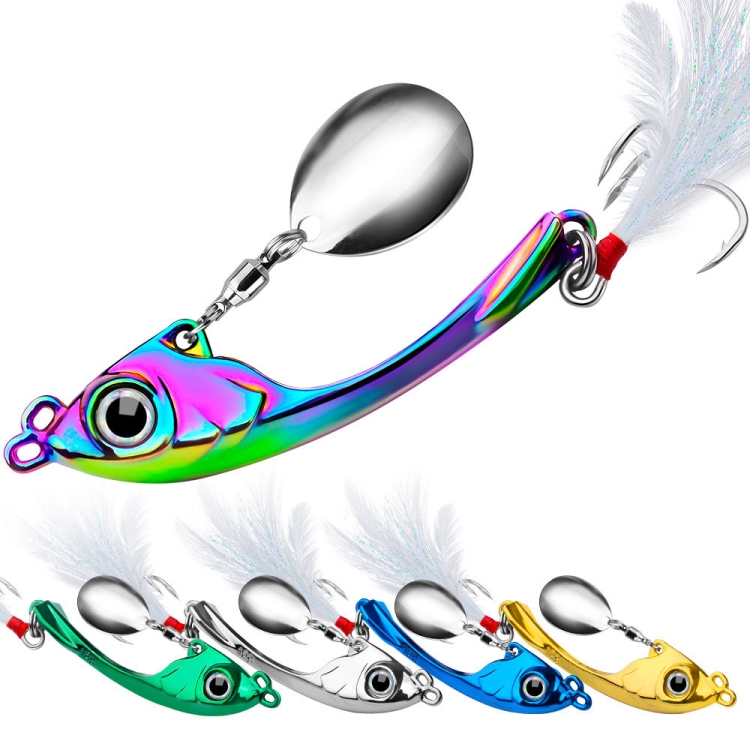 PROBEROS DW570 Fishing Lures Spinning Sequins Long Casting Tremor Swimming  VIB Micro Tremor Zinc Alloy Bait(Golden) Weight: 17g