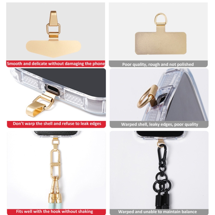 Cell Phone Lanyard Fixing Clip Metal Stainless Steel Patch(Gold) Cell Phone Lanyard Fixing Clip Metal Stainless Steel Patch(Gold)