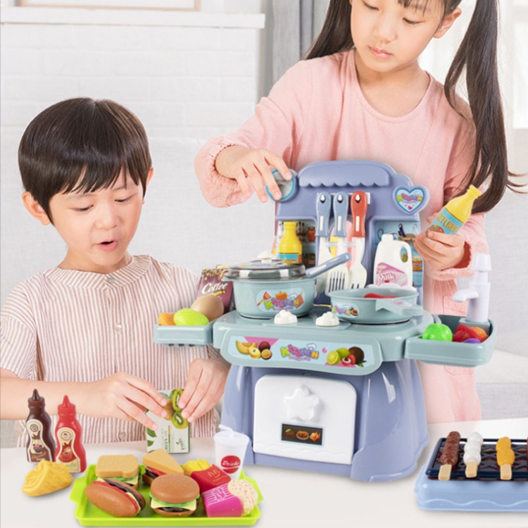 24 In 1 Childre Mini Kitchen Toys Girls Simulation Play House Cooking Kitchen Set Model Pink