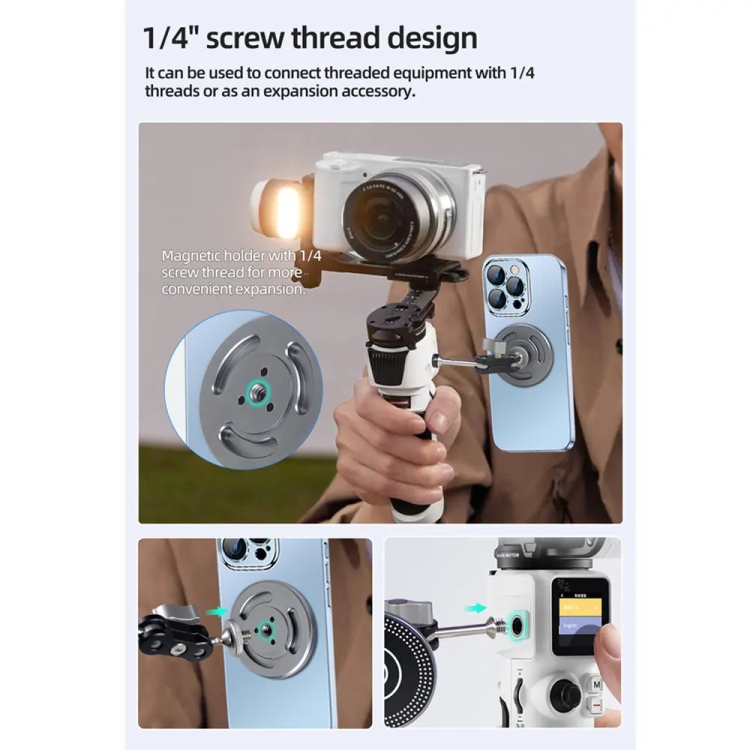 Magnetic Phone Holder with 1/4 Inch Hole for Tripod Magic Arm(Titanium Color) Magnetic Phone Holder with 1/4 Inch Hole for Tripod Magic Arm(Titanium Color)