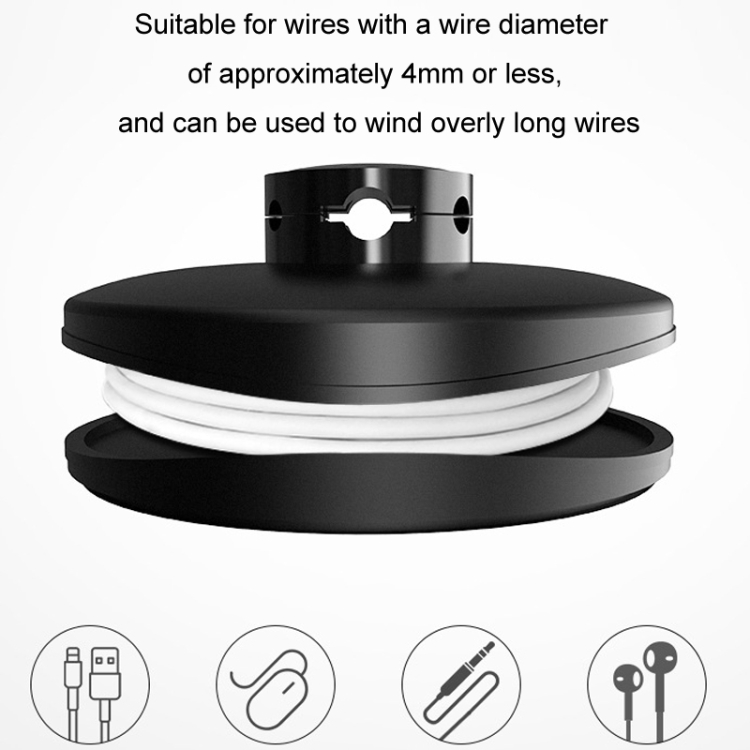 BEN.JACK Desktop Data Cable Storage Buckle Headphone Cable Holder(Black)