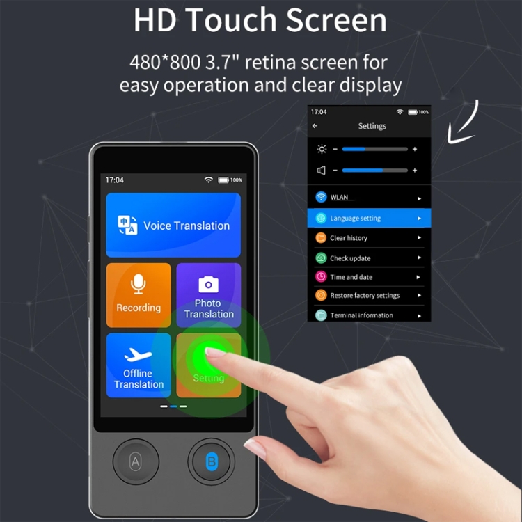 Hishell W12 144 ภาษา AI Voice Translator นักแปลกล้องอัจฉริยะบทสนทนา ...
