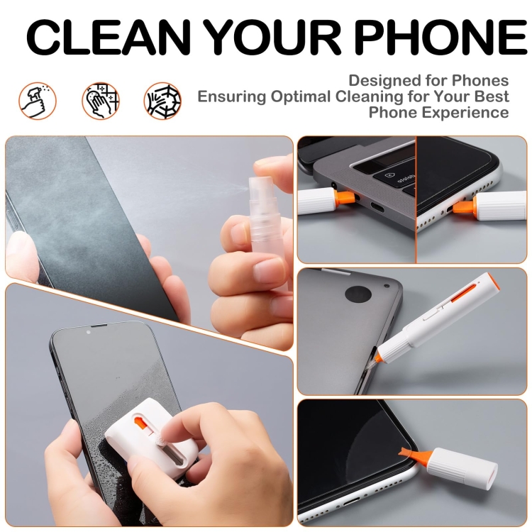 KIT de limpieza electrónica 25 en 1 para teléfonos móviles, auriculares, computadoras portátiles, teclados y cepillos para limpiar pantallas (blanco) - B4