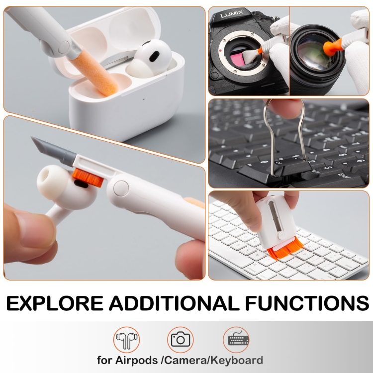 KIT de limpieza electrónica 25 en 1 para teléfonos móviles, auriculares, computadoras portátiles, teclados y cepillos para limpiar pantallas (blanco) - B6