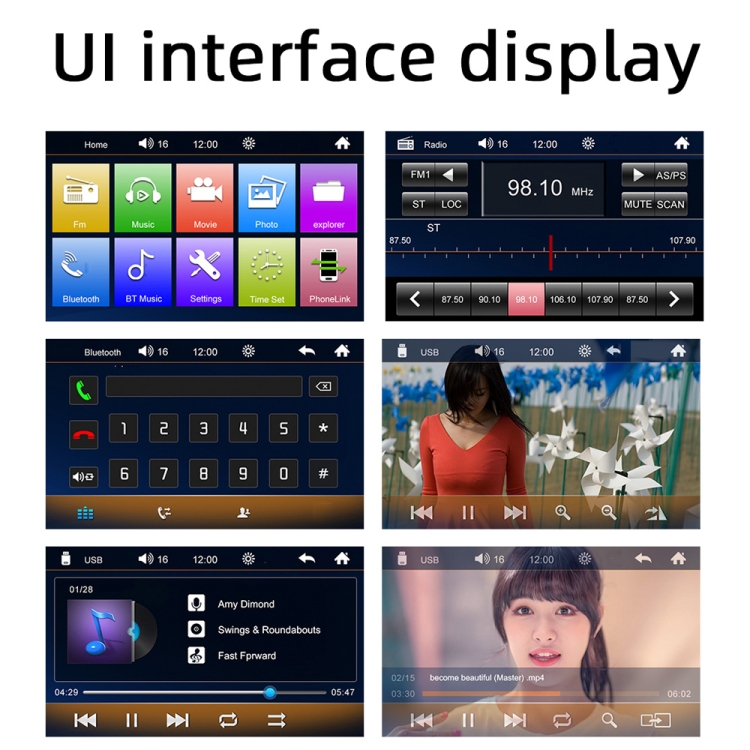 Protable Radio Rear View Car Universal Touch Screen MP5 Player Rear View Portable Bluetooth Radio