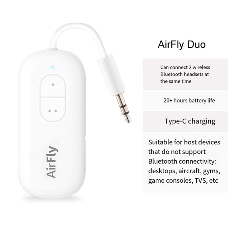 Airfly Duo For Apple Bluetooth Earphones AirPods Adaptor Connector Bluetooth Transmitter Airfly Duo For Apple Bluetooth Earphones AirPods Adaptor Connector Bluetooth Transmitter