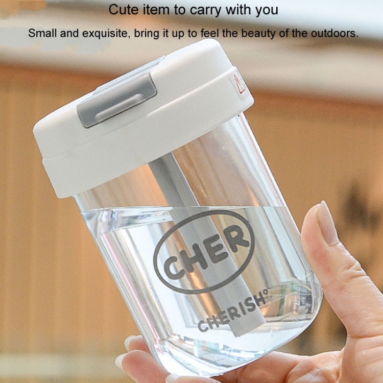 300ml Mini Children Water Mug Leakage-proof Student Plastic Portable Straw  Cup(White)