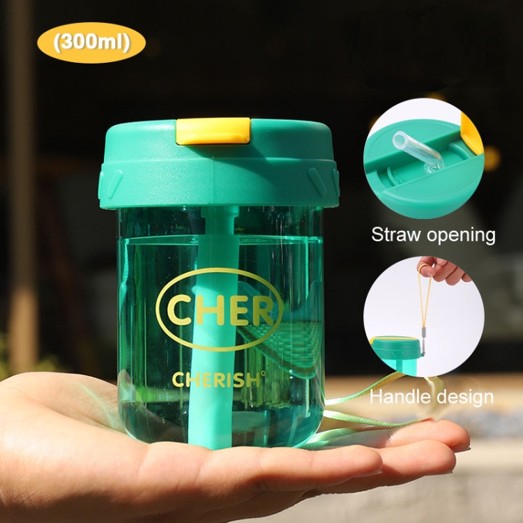 300ml Mini Children Water Mug Leakage-proof Student Plastic Portable Straw Cup(Green)
