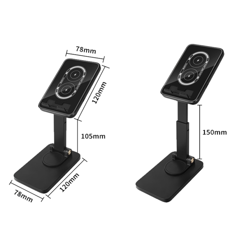 15W Desktop Wireless Charging Rotating Phone Holder Lazy Tablet Folding Lifting Bracket(Black) 15W Desktop Wireless Charging Rotating Phone Holder Lazy Tablet Folding Lifting Bracket(Black)