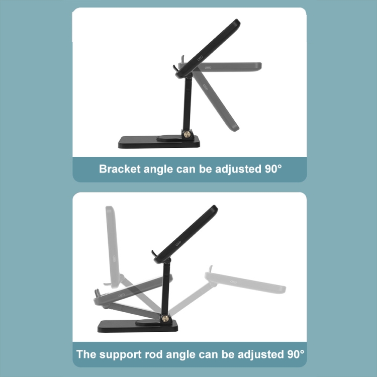 15W Desktop Wireless Charging Rotating Phone Holder Lazy Tablet Folding Lifting Bracket(Black) 15W Desktop Wireless Charging Rotating Phone Holder Lazy Tablet Folding Lifting Bracket(Black)