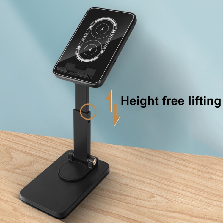 15W Desktop Wireless Charging Rotating Phone Holder Lazy Tablet Folding Lifting Bracket(Black) 15W Desktop Wireless Charging Rotating Phone Holder Lazy Tablet Folding Lifting Bracket(Black)