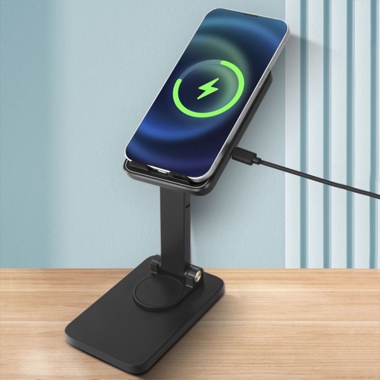 15W Desktop Wireless Charging Rotating Phone Holder Lazy Tablet Folding Lifting Bracket(Black) 15W Desktop Wireless Charging Rotating Phone Holder Lazy Tablet Folding Lifting Bracket(Black)
