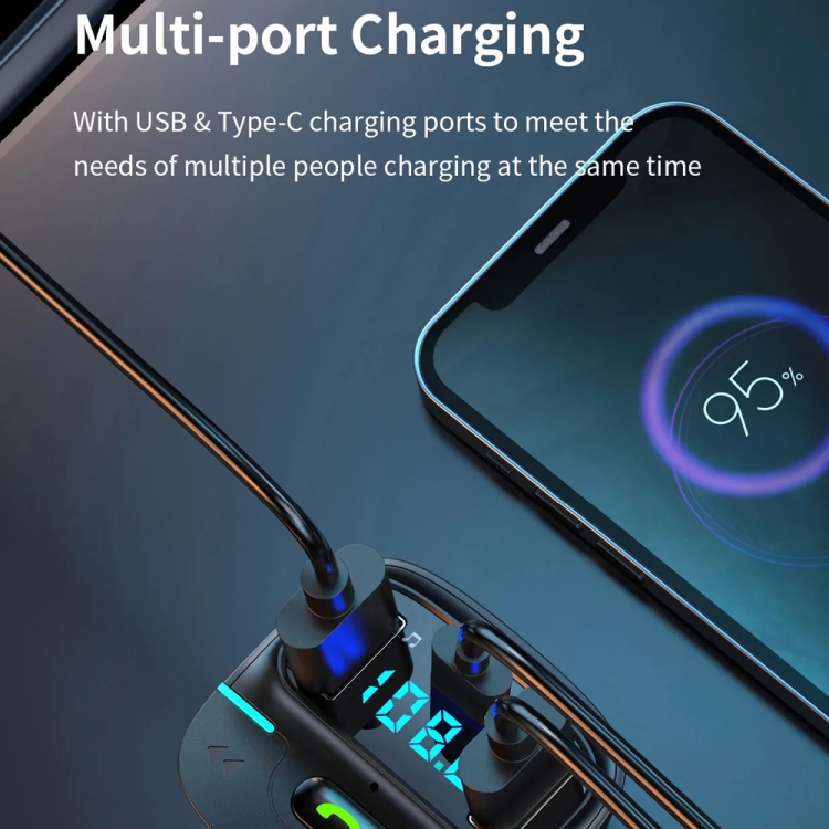 Car Bluetooth MP3 Player Ambient Light Charger(Black) Car Bluetooth MP3 Player Ambient Light Charger(Black)