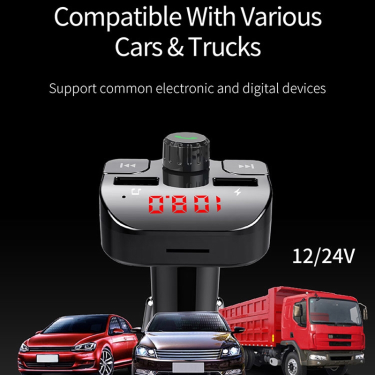 Car Bluetooth MP3 Player FM Transmitter Fast Charging(Black) Car Bluetooth MP3 Player FM Transmitter Fast Charging(Black)