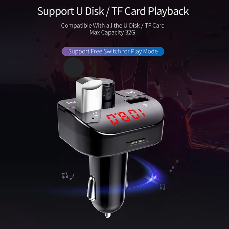 Car Bluetooth MP3 Player FM Transmitter Fast Charging(Black) Car Bluetooth MP3 Player FM Transmitter Fast Charging(Black)