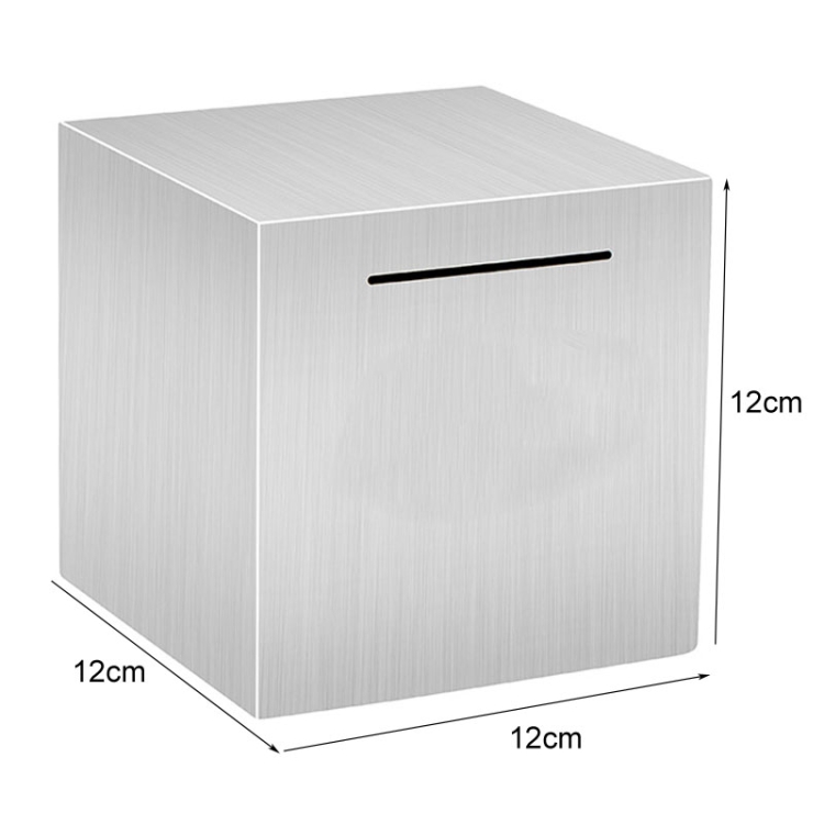 12x12x12cm Stainless Steel Money Box Only In, No Export Adult Children Savings Box - B2