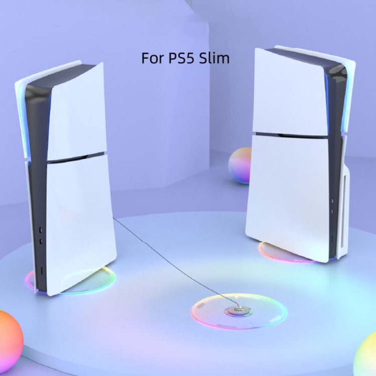 For PS5 Slim iplay HBP-575 Simple Storage Base Light Version RGB Colorful Vertical Storage Bracket(Transparent) - B1