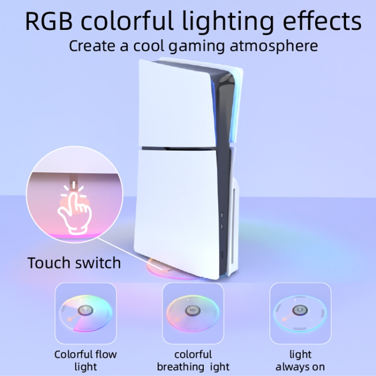 For PS5 Slim iplay HBP-575 Simple Storage Base Light Version RGB Colorful Vertical Storage Bracket(Transparent) - B2