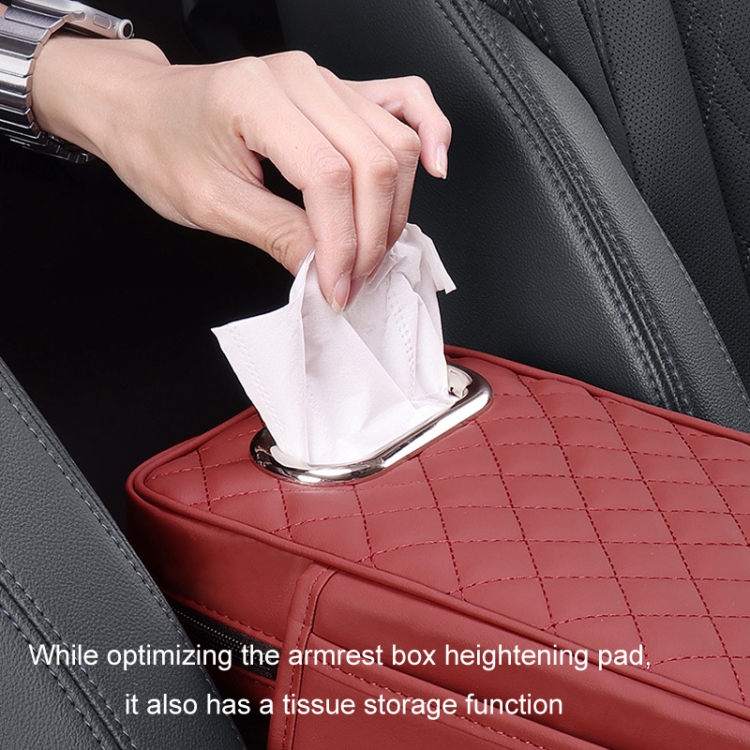 Car Armrest Box Booster Pad Widened Interior Tissue Box, Color: Volcanic Red