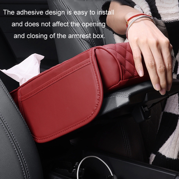 Car Armrest Box Booster Pad Widened Interior Tissue Box, Color: Volcanic Red