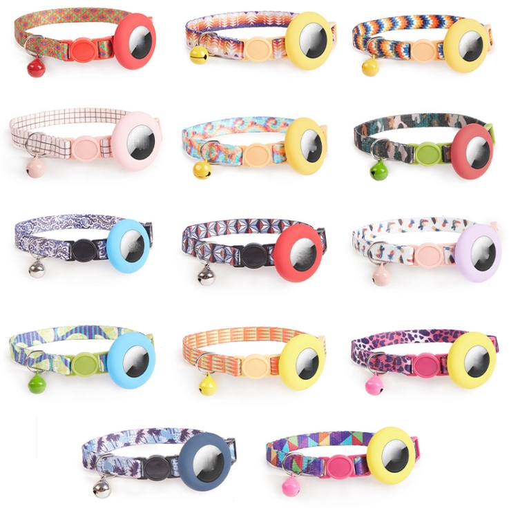 For AirTag Pet Collar Holder Print Design Case with Bell and Safety Buckle, Style: Camouflage Forest For AirTag Pet Collar Holder Print Design Case with Bell and Safety Buckle, Style: Camouflage Forest
