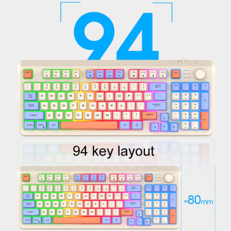XUNSVFOX K820 Wired Gaming Mechanical Feeling 94 Keys Keyboard And ...