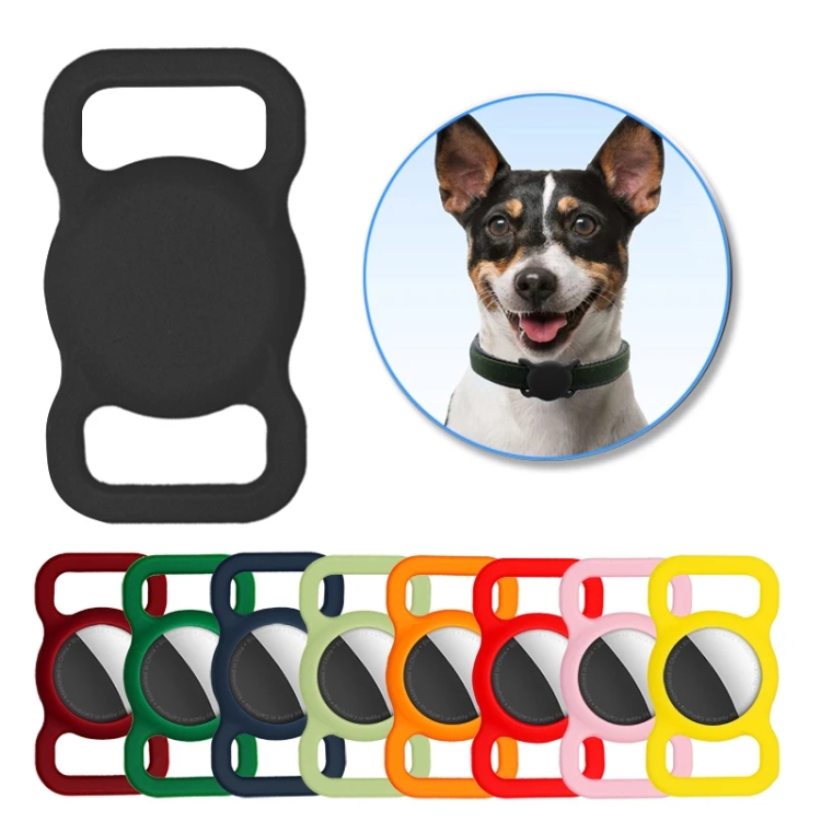For Airtag Pet Collar Tracker Silicone Case Dog Anti-lost Device Protective Cover(Black)