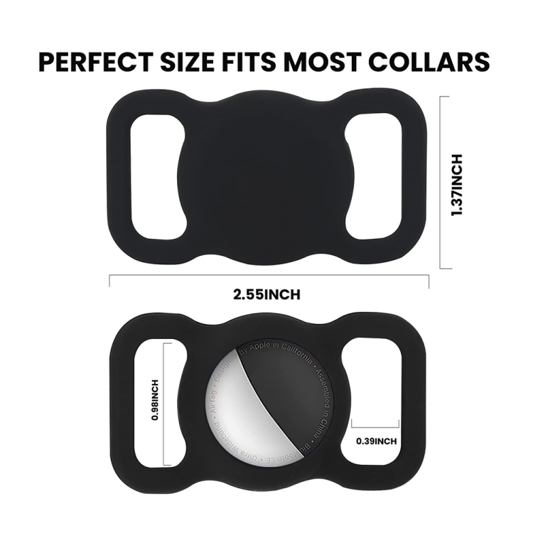 For Airtag Pet Collar Tracker Silicone Case Dog Anti-lost Device Protective Cover(Black)