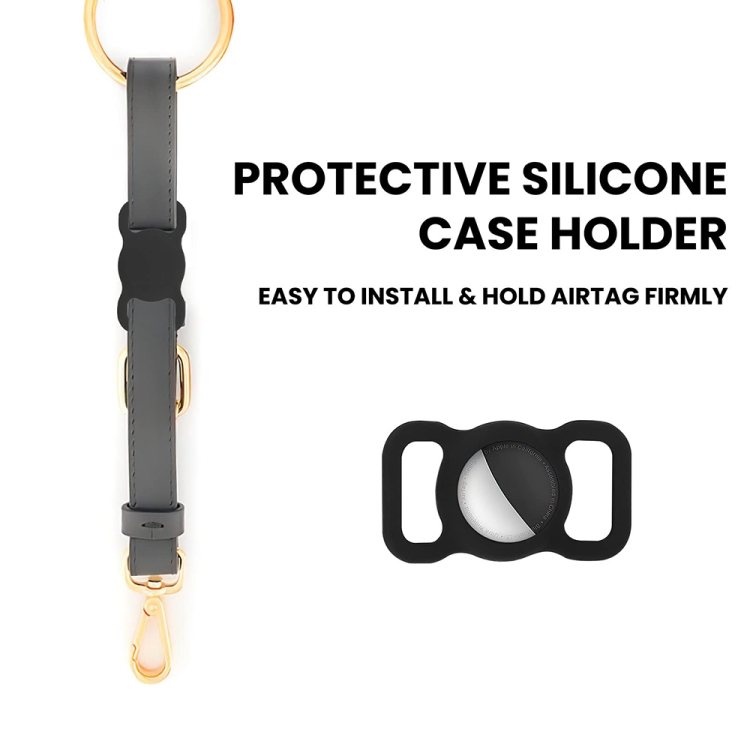 For Airtag Pet Collar Tracker Silicone Case Dog Anti-lost Device Protective Cover(Black)