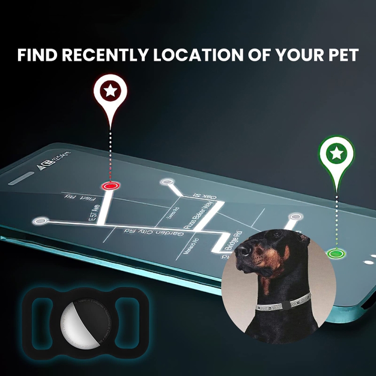 For Airtag Pet Collar Tracker Silicone Case Dog Anti-lost Device Protective Cover(Black)
