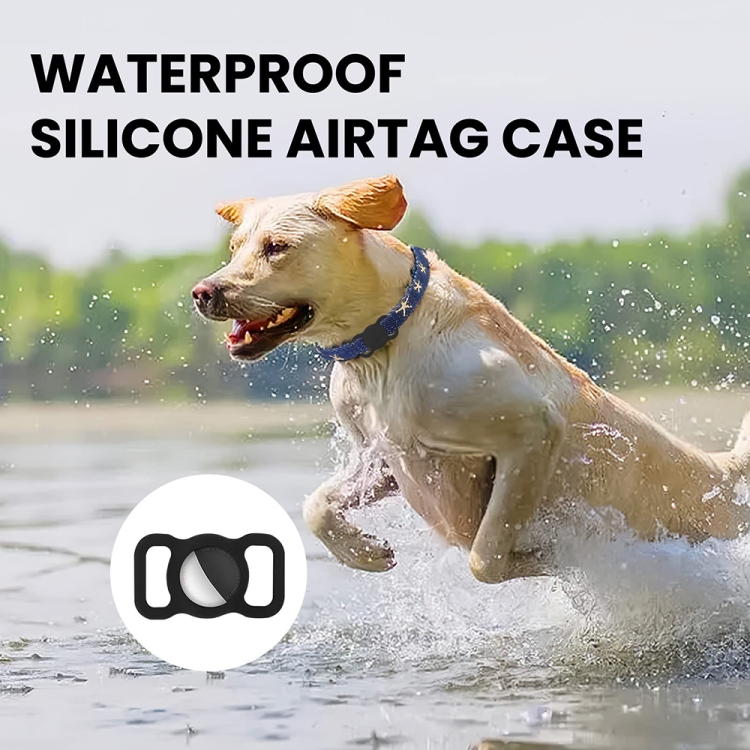 For Airtag Pet Collar Tracker Silicone Case Dog Anti-lost Device Protective Cover(Black)