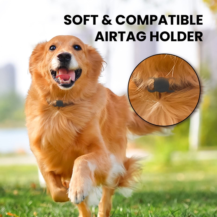 For Airtag Pet Collar Tracker Silicone Case Dog Anti-lost Device Protective Cover(Black)
