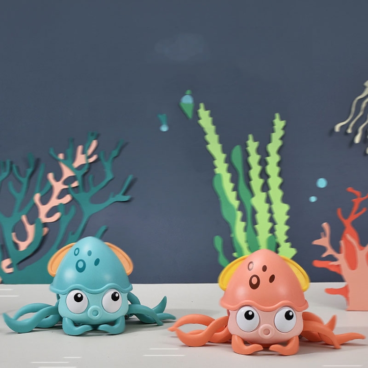 Children Electrical Sensor Octopus Toy Automatic Obstacle Avoidance Sound  Light Crawling Quirky Toy(Pink)