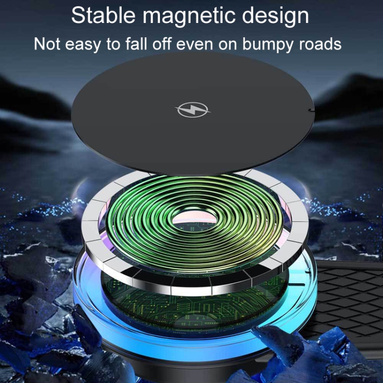 15W Car Magnetic Wireless Charging Cell Phone Holder With Ambient Light 15W Car Magnetic Wireless Charging Cell Phone Holder With Ambient Light