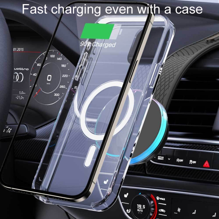 15W Car Magnetic Wireless Charging Cell Phone Holder With Ambient Light 15W Car Magnetic Wireless Charging Cell Phone Holder With Ambient Light