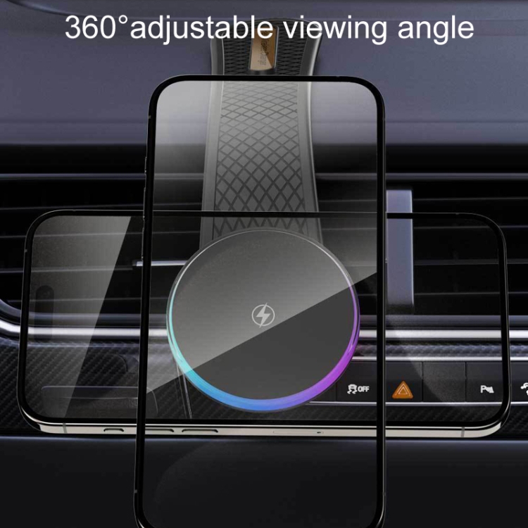15W Car Magnetic Wireless Charging Cell Phone Holder With Ambient Light 15W Car Magnetic Wireless Charging Cell Phone Holder With Ambient Light