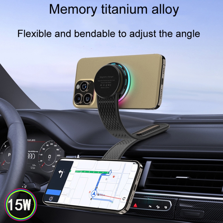 15W Car Magnetic Wireless Charging Cell Phone Holder With Ambient Light 15W Car Magnetic Wireless Charging Cell Phone Holder With Ambient Light