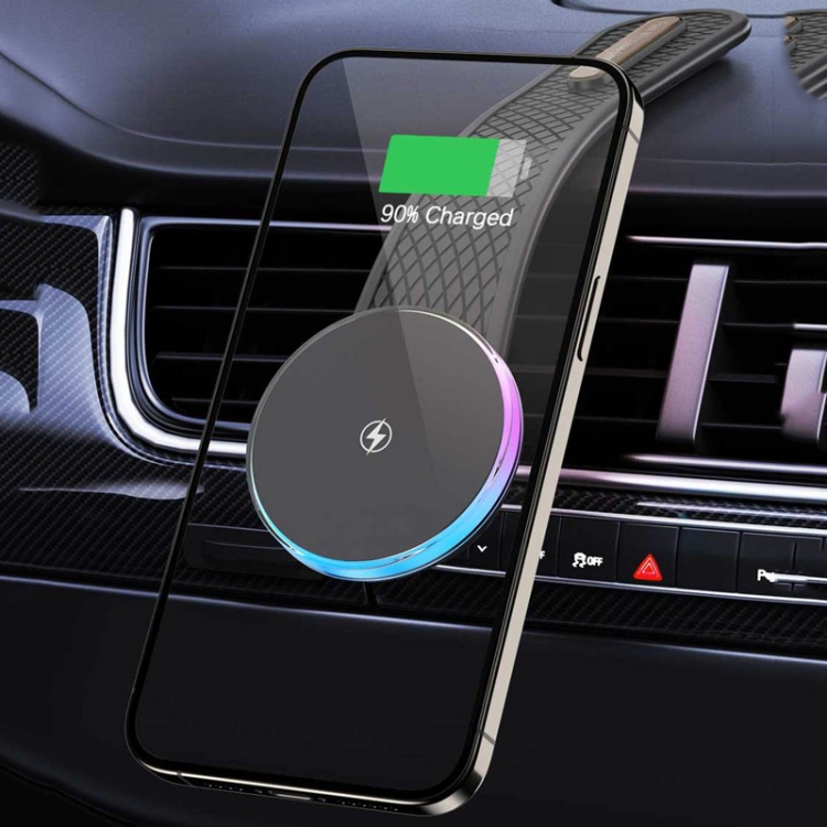 15W Car Magnetic Wireless Charging Cell Phone Holder With Ambient Light 15W Car Magnetic Wireless Charging Cell Phone Holder With Ambient Light