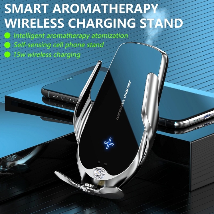 Car Cell Phone Holder Wireless Charger Aromatherapy Spray(Silver) Car Cell Phone Holder Wireless Charger Aromatherapy Spray(Silver)