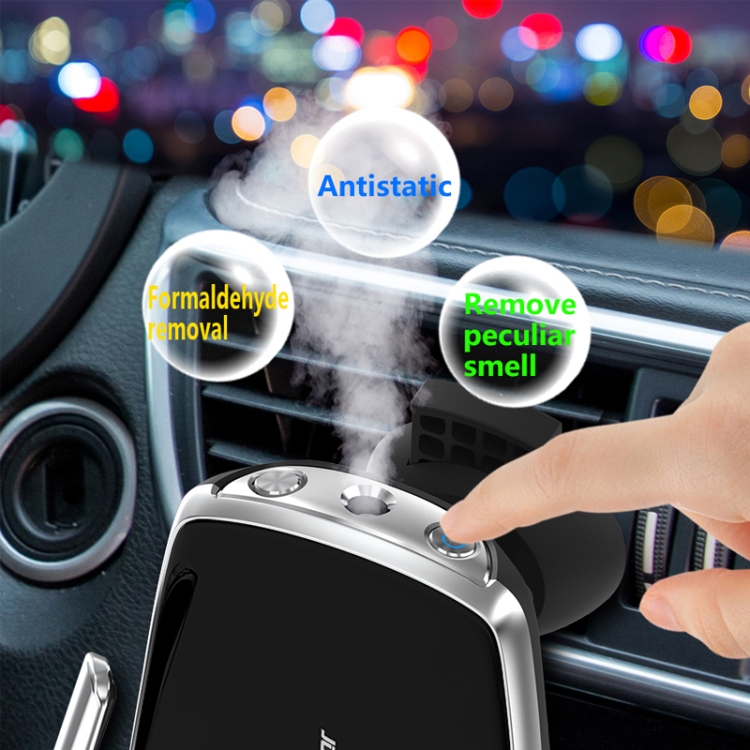 Car Cell Phone Holder Wireless Charger Aromatherapy Spray(Silver) Car Cell Phone Holder Wireless Charger Aromatherapy Spray(Silver)