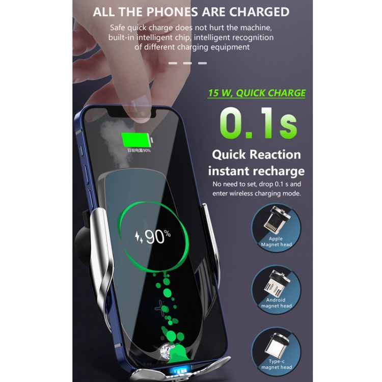 Car Cell Phone Holder Wireless Charger Aromatherapy Spray(Silver) Car Cell Phone Holder Wireless Charger Aromatherapy Spray(Silver)
