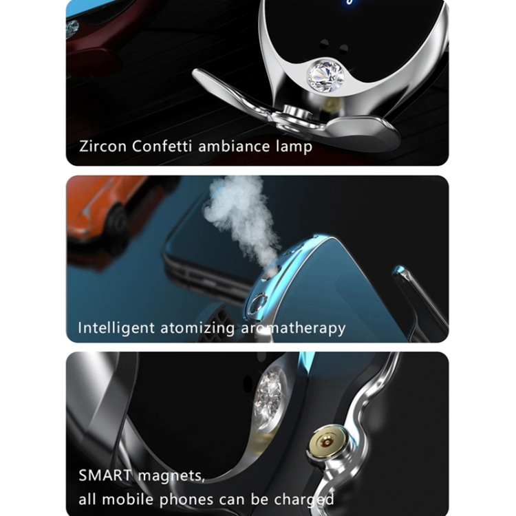 Car Cell Phone Holder Wireless Charger Aromatherapy Spray(Silver) Car Cell Phone Holder Wireless Charger Aromatherapy Spray(Silver)