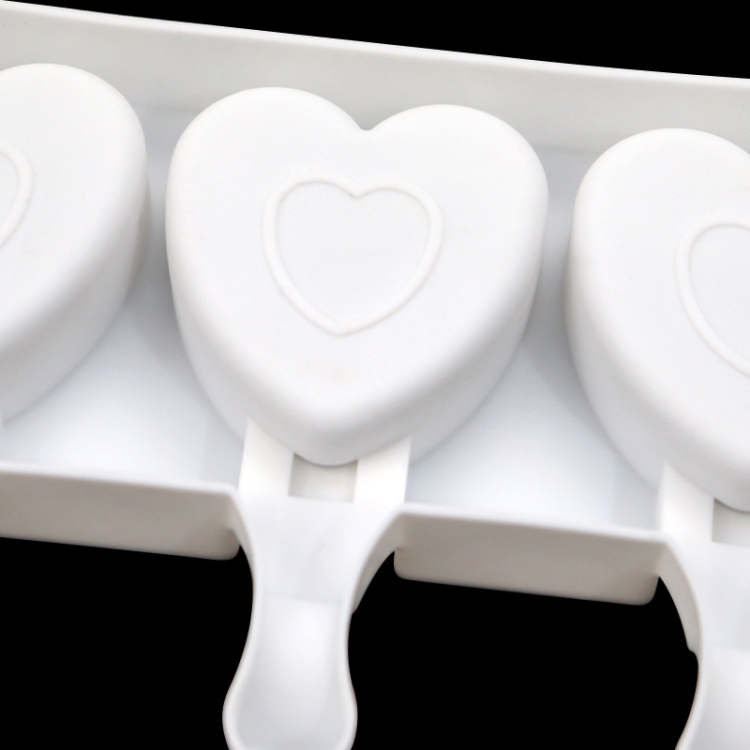 3 Grids Heart Shape Ice Cream Model DIY Pudding Mold Without Stick(White)